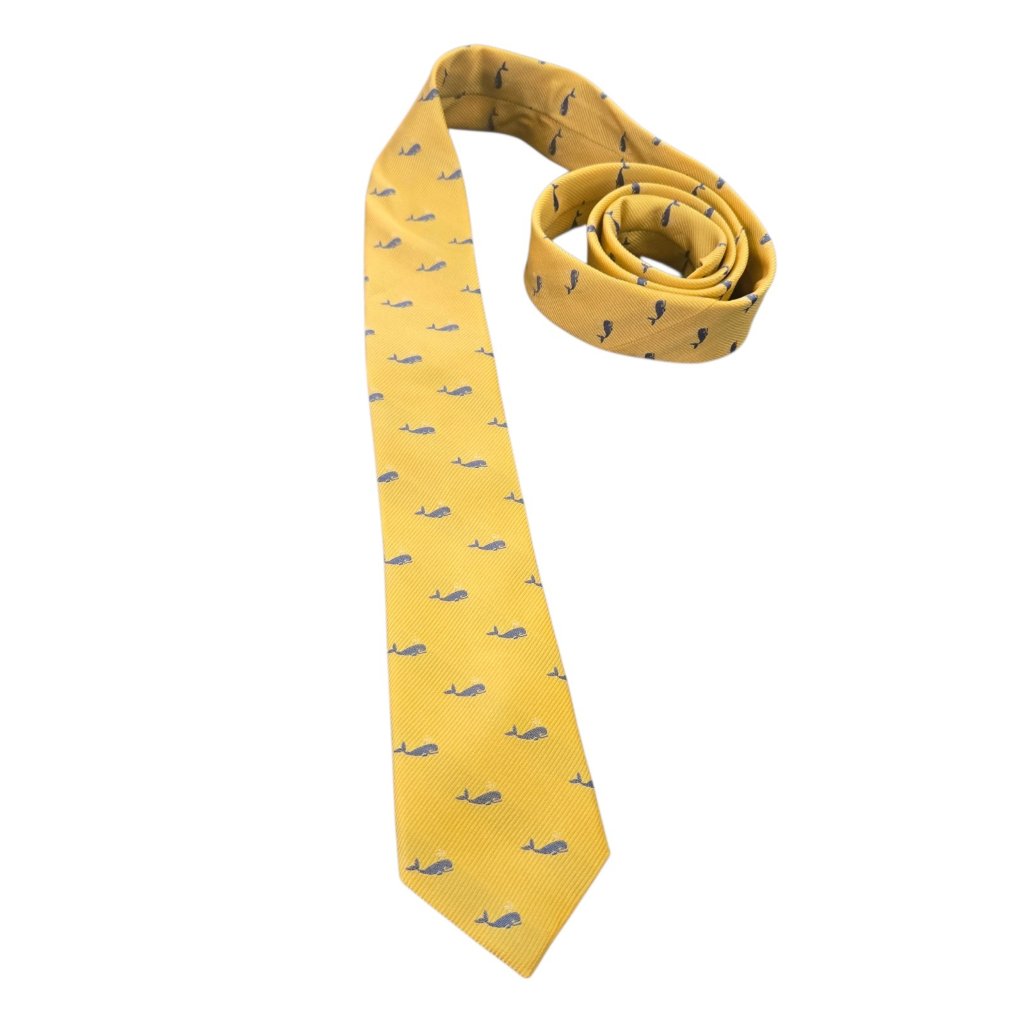 Lauren Ralph Lauren Yellow Blue Whale Nautical Silk Tie Lauren Ralph Lauren Yellow Blue Whale Nautical Silk Tie